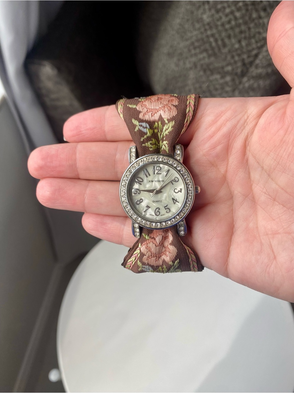 Vintage Kim Rogers Women’s Watch With a Floral Fabric Band/ Working/ New Battery